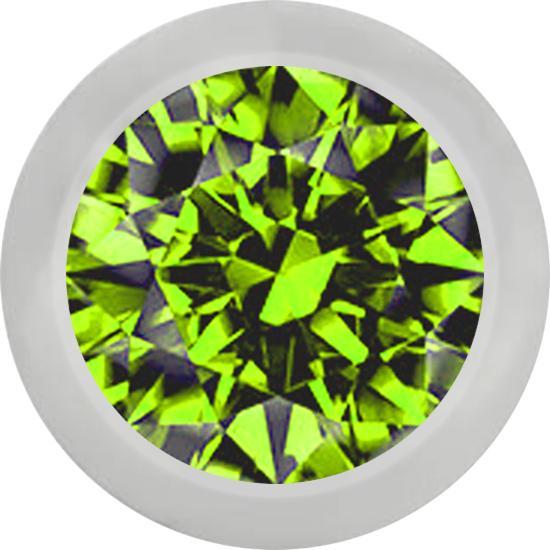 Star Piercing Kugel silber mit Kristall hellgrün (ohne Messing, Chirurgenstahl 316L)
