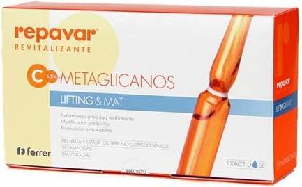 Immagine prodotto Repavar Siero viso rivitalizzante Lifting & Mat Metaglycan con Vitamina C 1ml (Elastico per capelli)