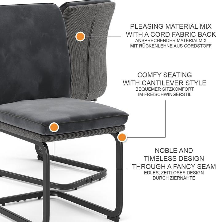 Actual product image Vichy Cantilever chair Eleganza, Anthracite, Set of 4