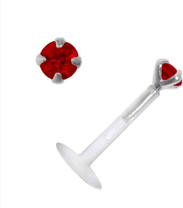 Bijouteria Piercing für Lippe/Tragus (Bioplast, Silber 925, Zirkonia)
