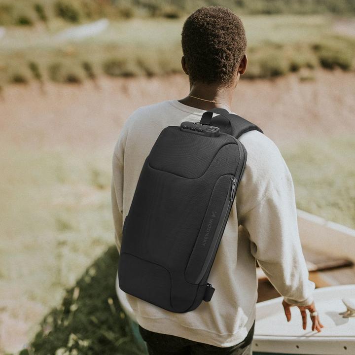 Actual product image Wozinsky Crossbody Backpack with USB Port - Black