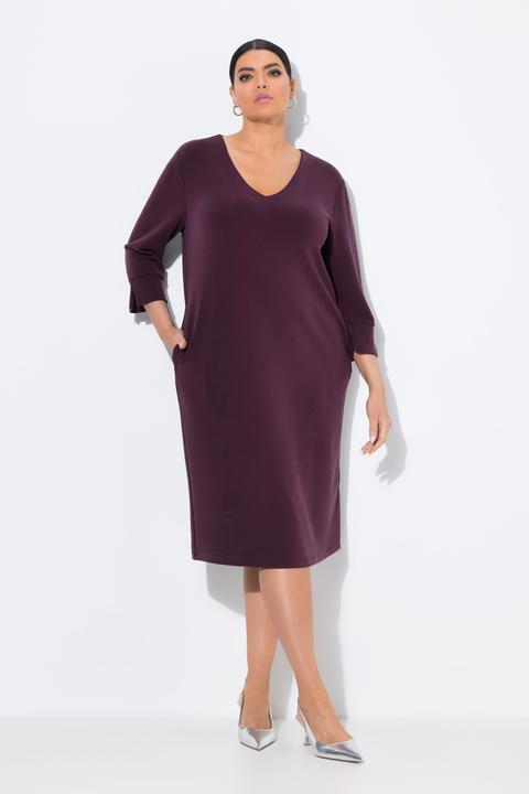 Produktbild Ulla Popken Sweatkleid, V-Ausschnitt, 3/4-Arm, Modalmix (56)