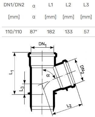Produktbild Magnaplast T-Stück 87° für internes Abwassersystem UdBEA, geräuscharm 110 mm (146470) (T-Verbindung)