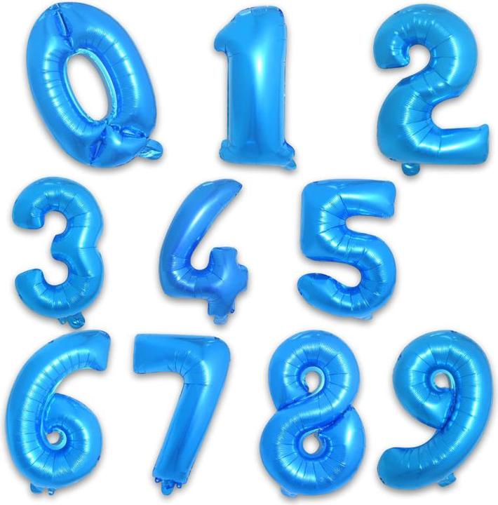 Produktbild Hermex Zahlenballon Zahl 7 Folienballon Geburtstagsparty Ballon Blau 40cm (1 x)