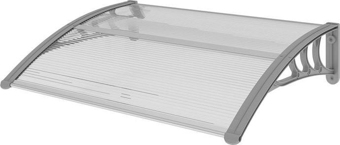 Image du produit Swisshandel24 Vordach für Haustür 100 x 75 cm Pultbogenvordach aus Aluminium und Polycarbonat, silber