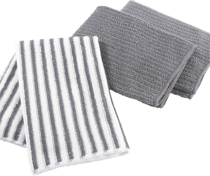Immagine prodotto Casativo 3 Strofinacci in microfibra, grigio uni, strisce, 40 x 40 cm (40 x 40 cm)