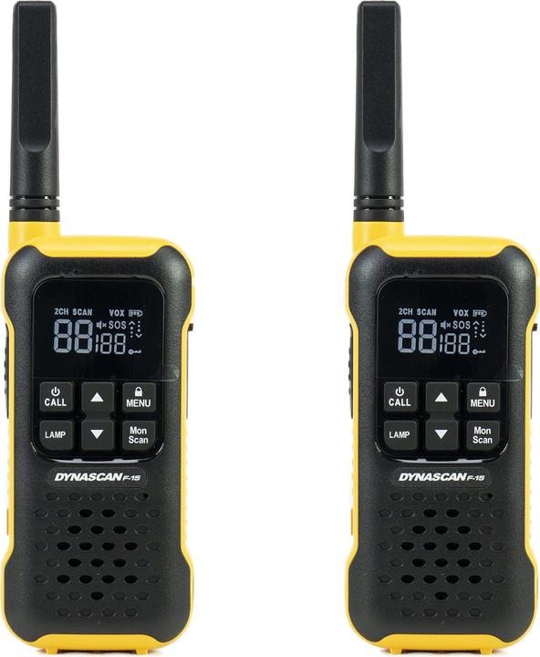 Dynascan PMR PNI F-15 portable radio, 446 MHz, 0.5 W, 16 CH, waterproof IP67, set of 2 pieces (3 km)