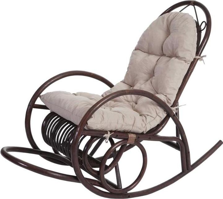 Produktbild Swisshandel24 Schaukelstuhl, Schwingsessel Rattansessel, braun - Auflage creme