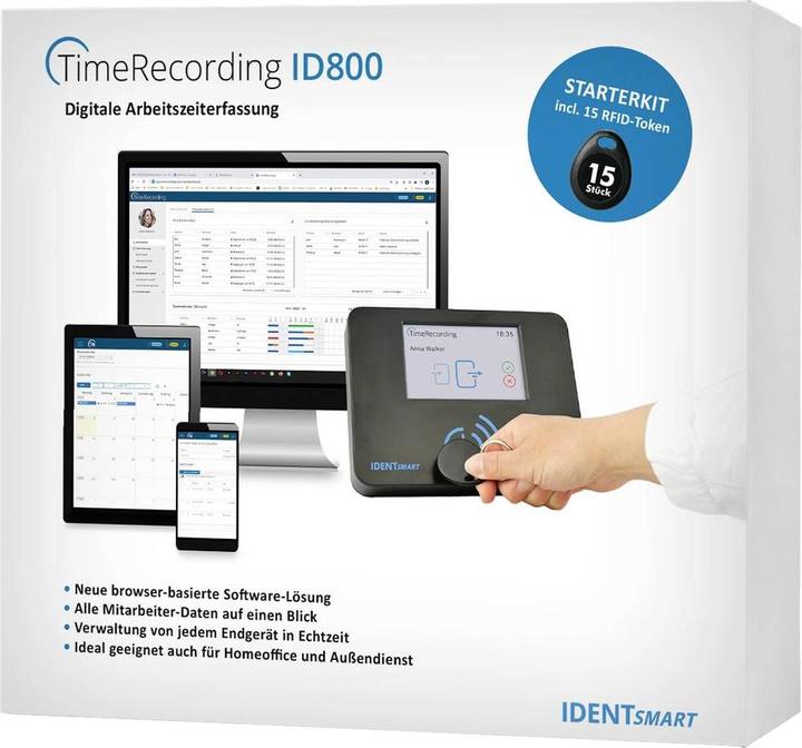 Produktbild IDENTsmart ID800 Basic Starterkit + 15 Tokens Zeiterfassung Starter-Kit