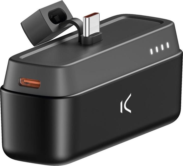Actual product image KSIX 4.800 mAh USB-C pocket powerbank, Built-in stand, 10 W, USB-A to USB-C cable, Simultaneous char (4800 mAh, 10 W, 10 Wh)