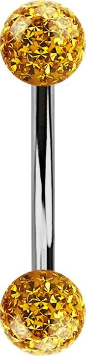 Star Piercing Banane silber mit zwei Kristallkugeln topaz Epoxy Schutzschicht (ohne Messing, Titan G23)
