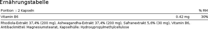 Nährwerte und Zutaten Phytopharma Safran (60 Stück, Kapseln, 60 g)