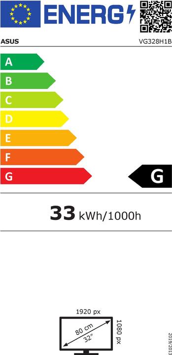 Energy Label ASUS TUF Gaming VG328H1B (1920 x 1080 pixels, 32")