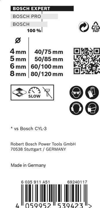 Produktbild Bosch Professional Zubehör EXPERT MultiConstruction CYL-9 Bohrer-Set, 4/5/6/8 mm, 4-tlg. (8 mm, 4 mm, 6 mm, 5 mm)