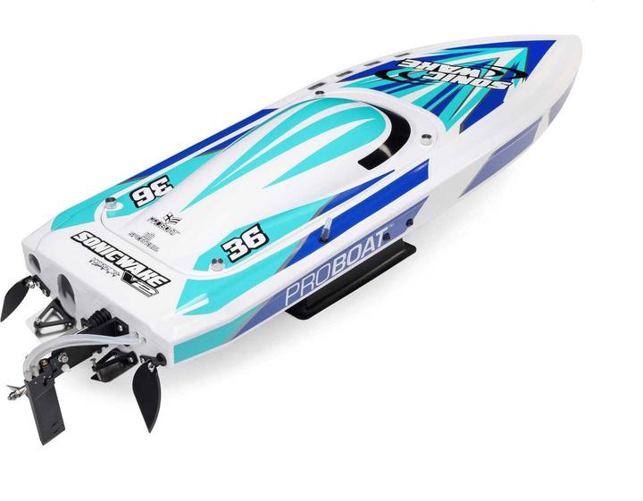 Image du produit ProBoat Sonicwake V2 36" Self-Righting Bateau de course Brushless Deep-V RTR Blanc/Bleu