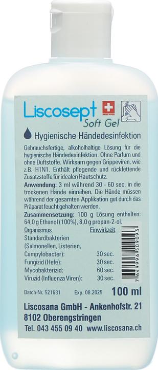 Image du produit Liscosept Soft Gel désinfectant mains avec clapet de fermeture (100 ml)
