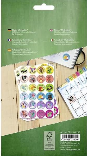 Image du produit Ursus Autocollants à motifs Motivation 96 pièces, multicolore