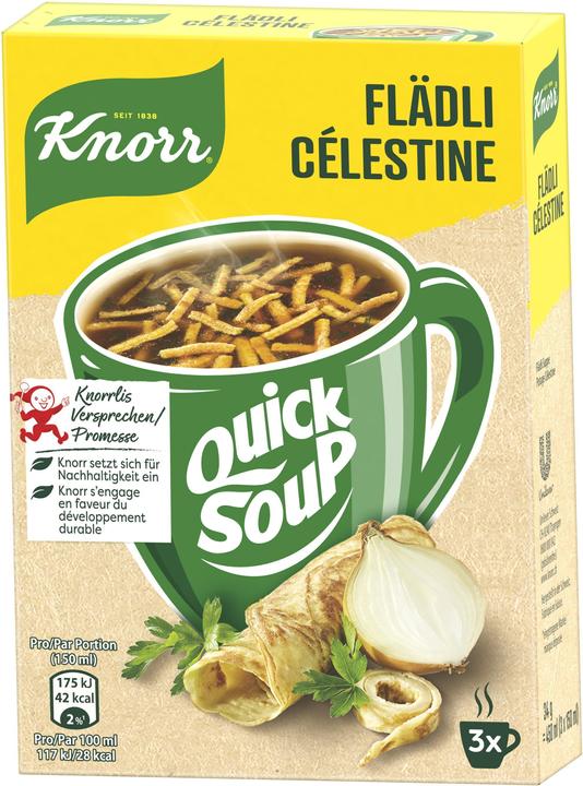 Knorr Quick Soup Flädli Packung, feinste Flädli mit Kräutern, Fladensuppe schnell & einfach zubereitet (450 ml)