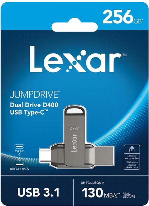 Produktbild Lexar MEMORY DRIVE FLASH USB3.1 256G/D400 LJDD400256G-BNQNG (256 GB, USB-A, USB-C)
