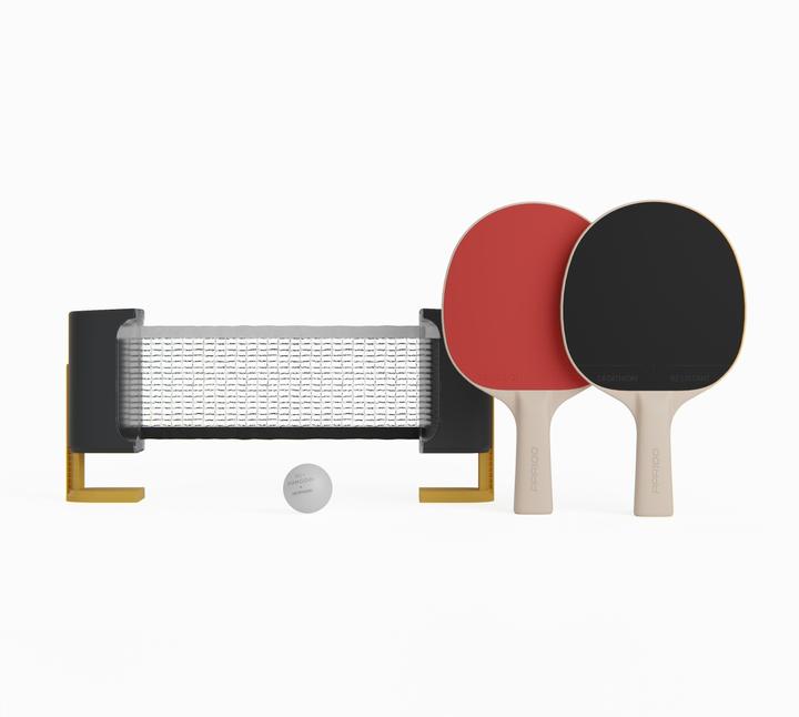 Immagine prodotto Pongori Set da ping pong Rollnet superfici piccole + 2 racchette PPR100 R + 2 palline