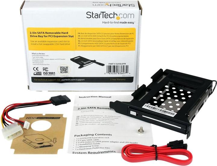 Image du produit StarTech Cadre amovible SATA 6,35cm 2,5 pouces pour slot d'extension PC
