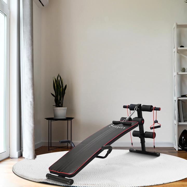 Image du produit Homcom Banc de Sit Up abdominal, réglable, 137,5x55,5x50-68cm capacité de charge 120 kg