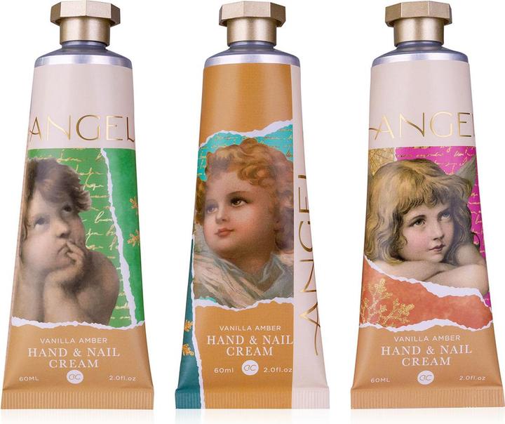 Produktbild Accentra Hand- & Nagelcreme ANGEL in Tube, 60ml, 3 Motive sortiert, Duft: Vanilla Amber, Farbe: creme/grün/pi (60 ml)