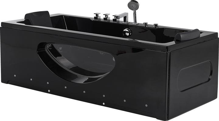 Actual product image Beliani Whirlpool bath black rectangular with LED 180 x 80 cm HAWES (235 l, 80 cm, 180 cm)