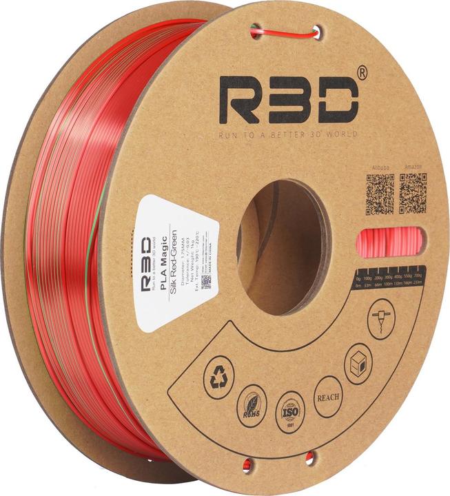 Image du produit R3D eSilk Magic-PLA Filament Rouge-Vert 1.75mm 1Kg (PLA, 1.75 mm, 1000 g, Vert, Rouge)