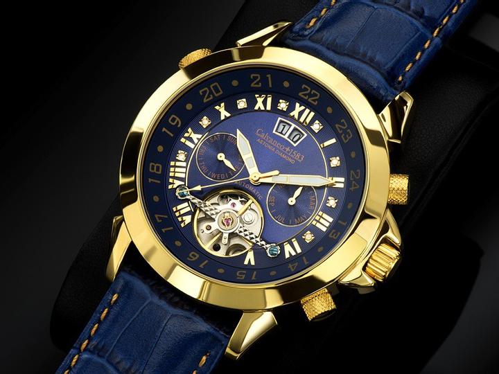 Immagine prodotto Calvaneo 1583 Astonia Diamond Gold Blue Automaticwatch (Orologio con pietra preziosa, 44 mm)