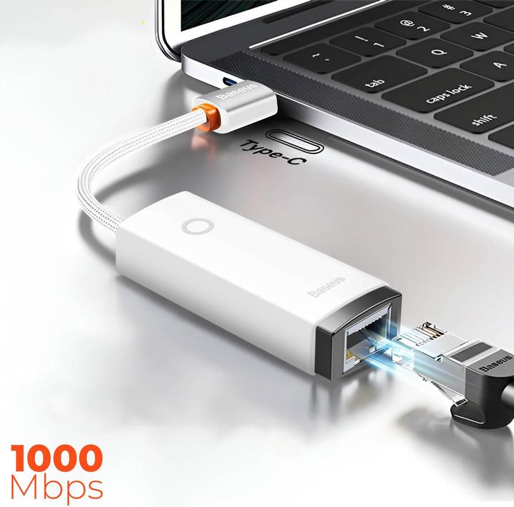 Productafbeelding Baseus Lite serie USB-C naar RJ45 netwerkadapter (wit) (USB-C)