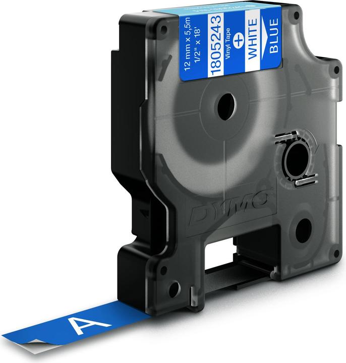 Produktbild Dymo Rhino 12mm weiß auf blau Vinyl (1.20 cm, Blau)