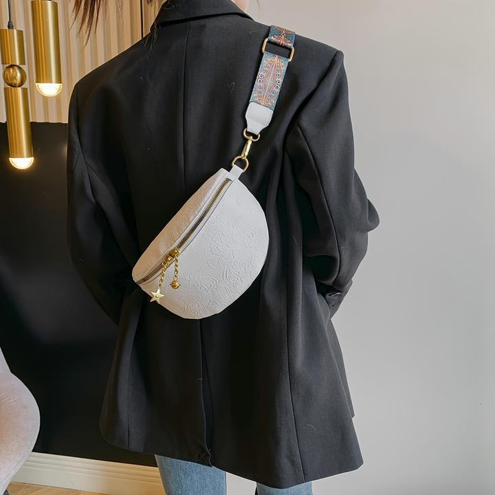 Only-Bags.Store Retro Elegante Blumenmuster Crossbody Bag, klassisch strukturiert Ethnic Fancy Pack mit breitem