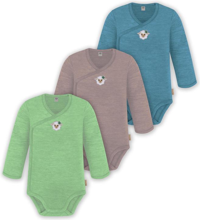 Produktbild Normani 3er Pack Baby Merino Langarm Wickelbody für Junge und Mädchen - 9355 (74)