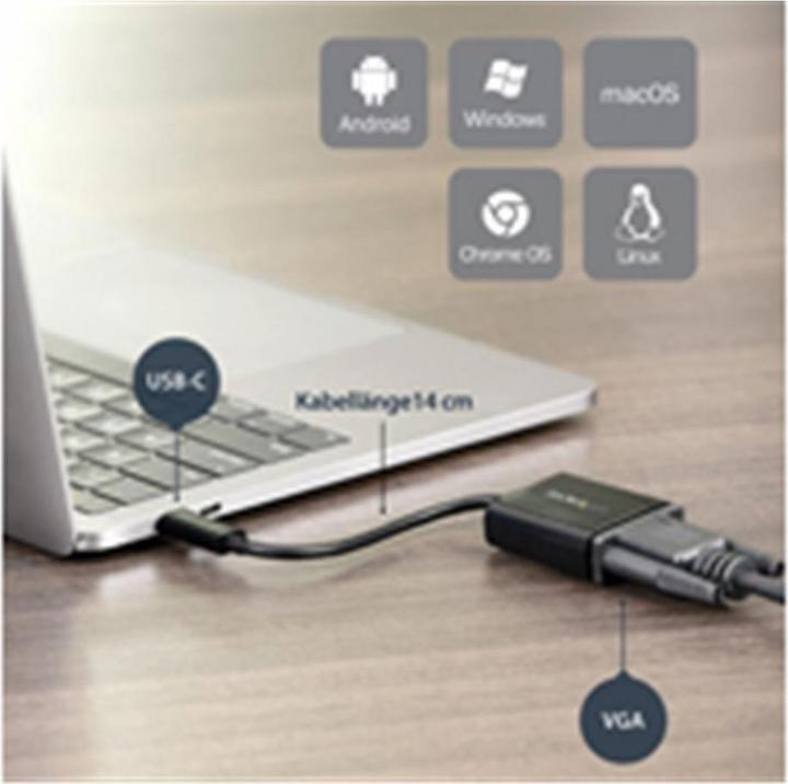 Produktbild StarTech USB-C To VGA Adapter (VGA, 18.50 cm)