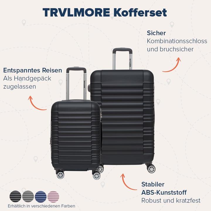 Actual product image Trvlmore 2-teiliges Kofferset (110 l, Hand luggage (up to 50 litres), L (90 - 115l))
