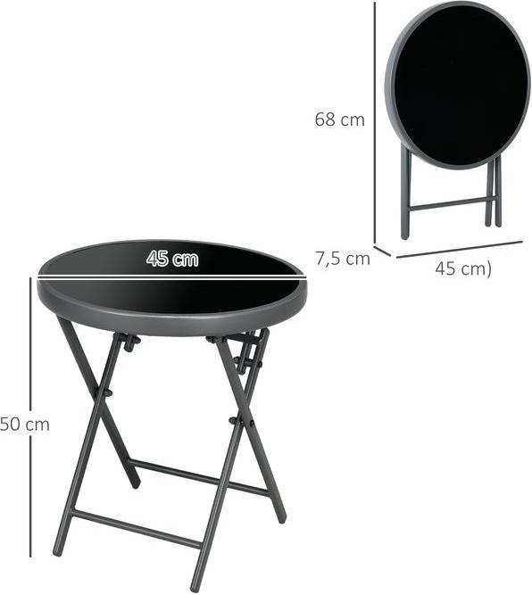 Produktbild Swisshandel24 Beistelltisch klappbar, Klapptisch aus Glas,45x45x50 cm, Schwarz