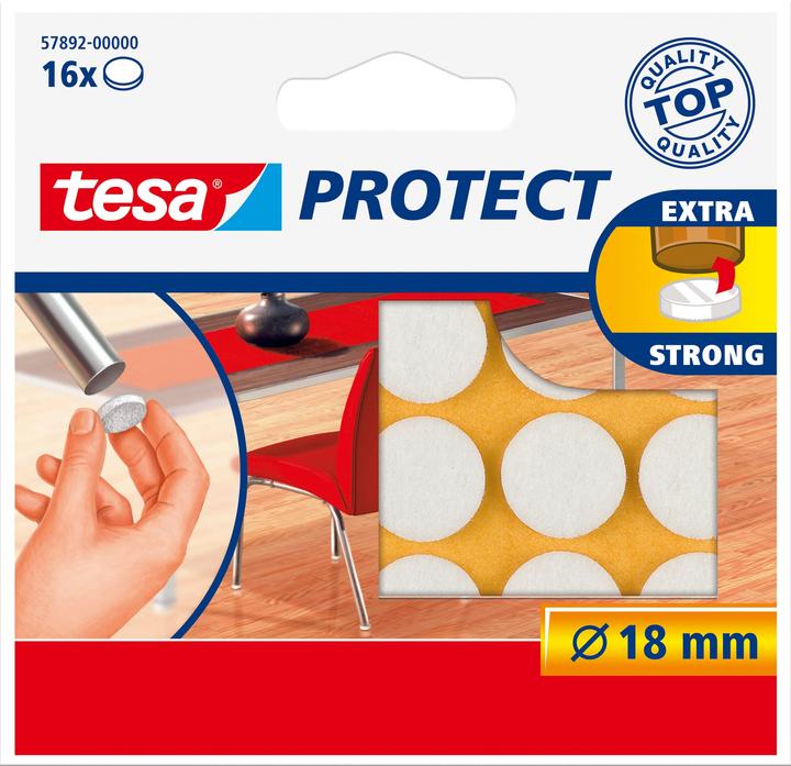 tesa PROTECT felt glides round (Felt gliders, 16 Piece)