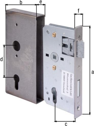 Produktbild GAH Schlosskasten DIN links / rechts Mass A185xB90xC55xE30 mm Dornmass 55 mm (Einsteckschloss)