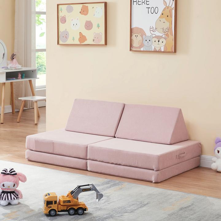 Actual product image En.Casa Spielsofa Norhulta 5-tlg. 120x66x46 cm Cord Rosa (Children sofa)
