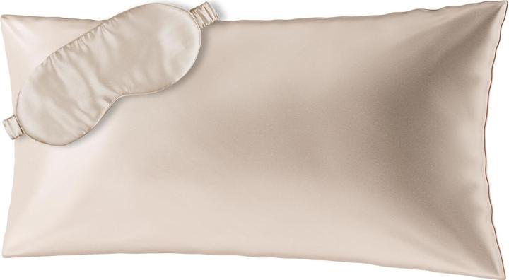 Ailoria BEAUTY SLEEP SET Silk Zipper Pillowcase (40x80) (beige) with eye mask (Bettwäsche Set, 40 x 80 cm)