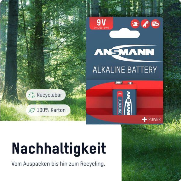 Actual product image Ansmann 9 V block battery alkaline manganese (2 pcs., 9V Block, 550 mAh)
