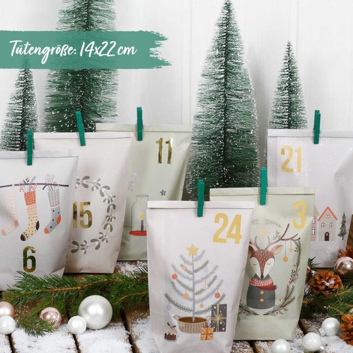 Produktbild G. Wurm Tüten mit Klammern Weihnachtsmotiv