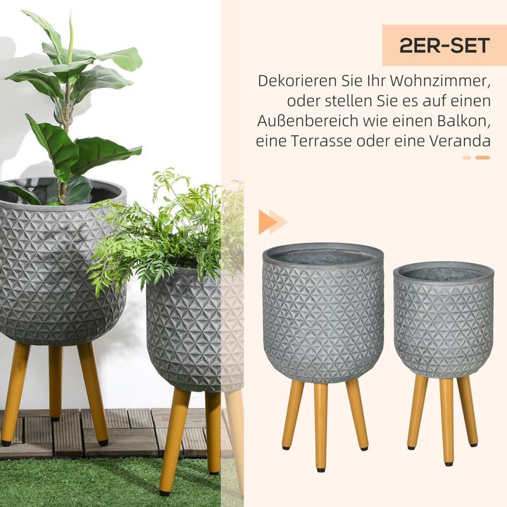 Immagine prodotto Outsunny Set di vasi da fiori con piedini rimovibili (30 cm)