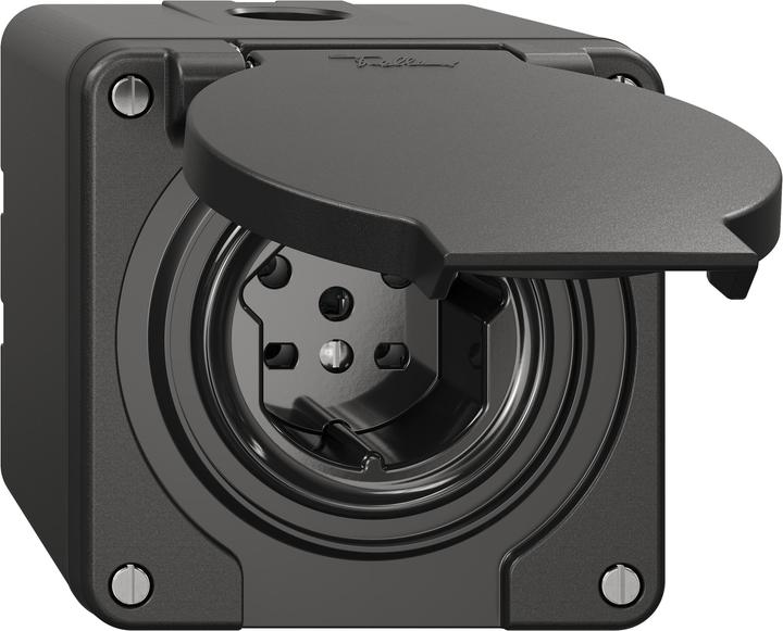 Produktbild Feller Steckdose AP Typ 15 nass IP55/21 schwarz