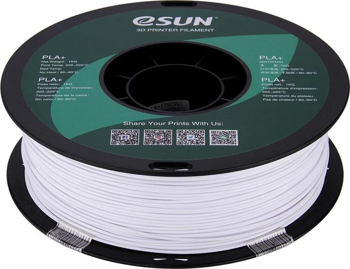 Produktbild eSUN PLA+ Kaltweiss 1.75mm 1Kg (PLA+, 1.75 mm, 1000 g, Weiss)