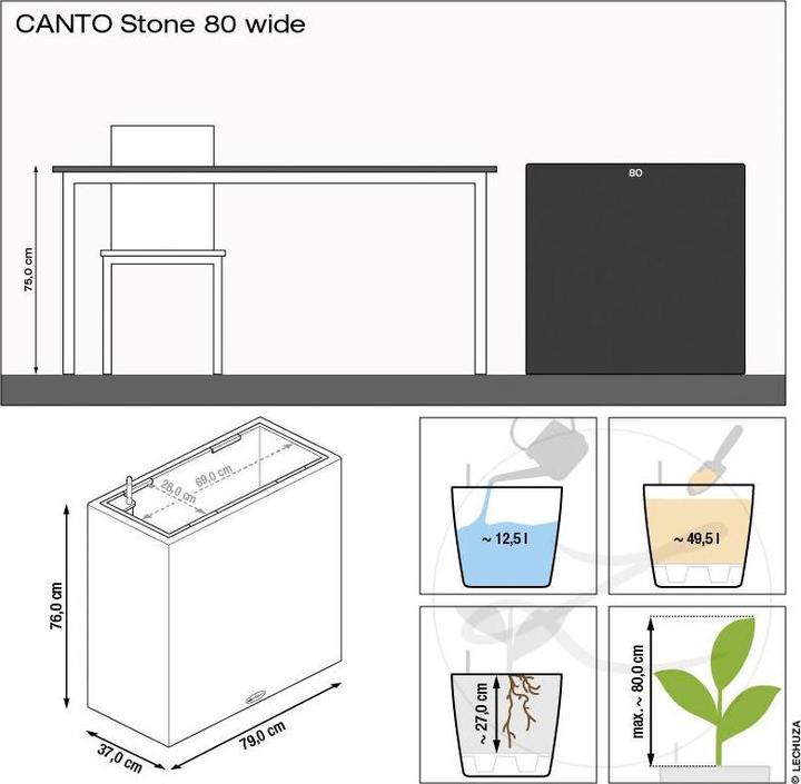 Actual product image Lechuza CANTO Stone 80 wide quartz white (37 cm)