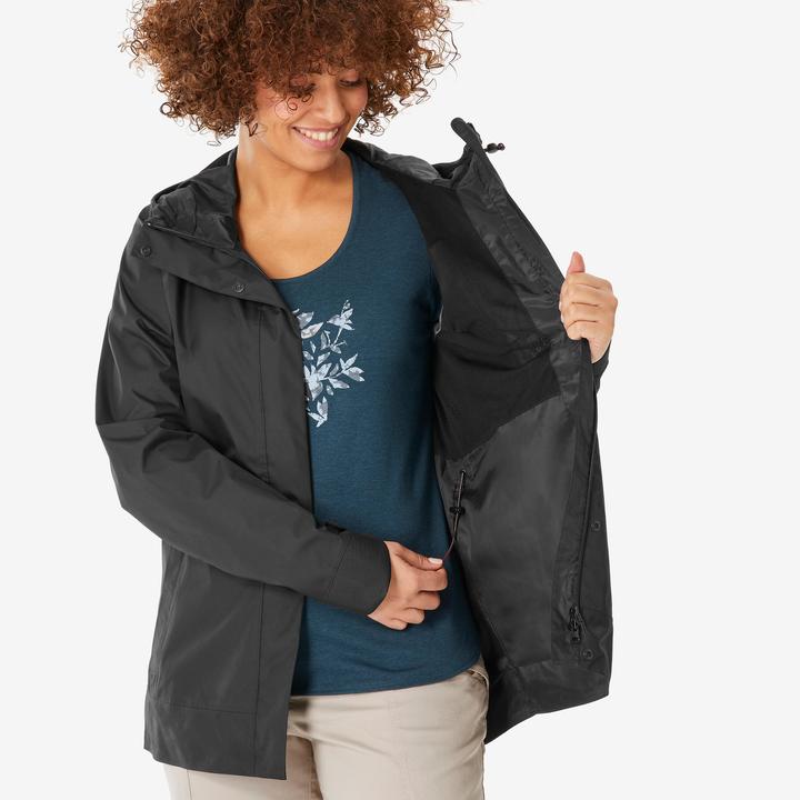 Actual product image Quechua Wanderjacke Damen wasserdicht - NH500 schwarz (M)