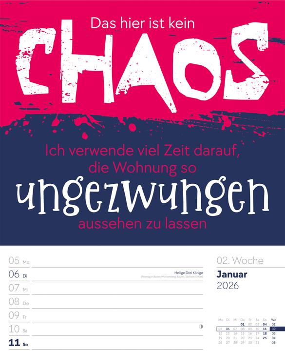 Produktbild Klartext Sprüchekalender - Wochenplaner Kalender 2026 (25 x 33 cm, Harter Einband, Deutsch)