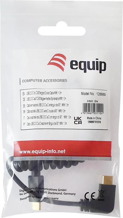 Actual product image equip USB cable 2.0 C -> C wink. St/St 1.00m 90deg bw (1 m, USB 2.0)
